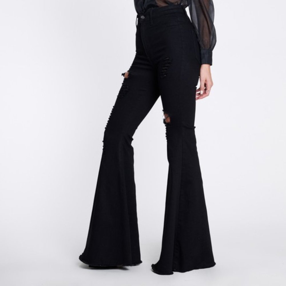 VIBRANT Distressed, FLARE/ Bell-Bottom Jeans
